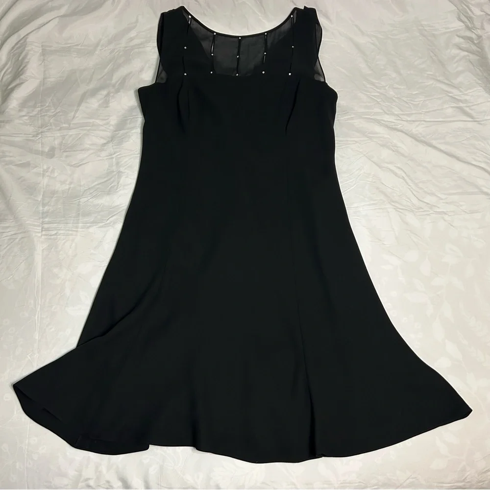 Jones New York Black Lined Cocktail Dress W/ Rhinestones Draped Back 20W - Picture 5 of 11